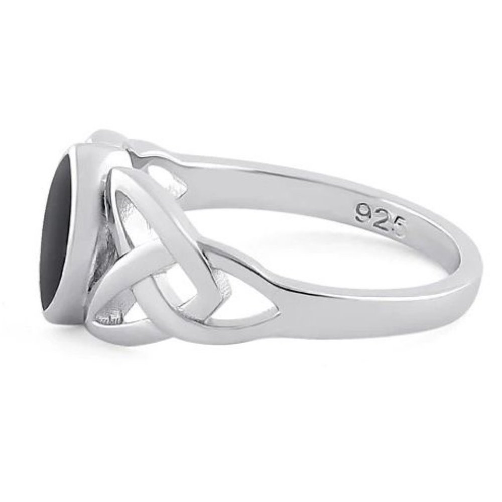 925 STERLING SILVER Celtic Synthetic Onyx Marquise Shape Bezel Set - Picture 16 of 16
